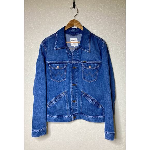 Wrangler Icons Denim Jacket Mens L Blue 124MJ Indigo Dyed Sustainable Western - Picture 1 of 14